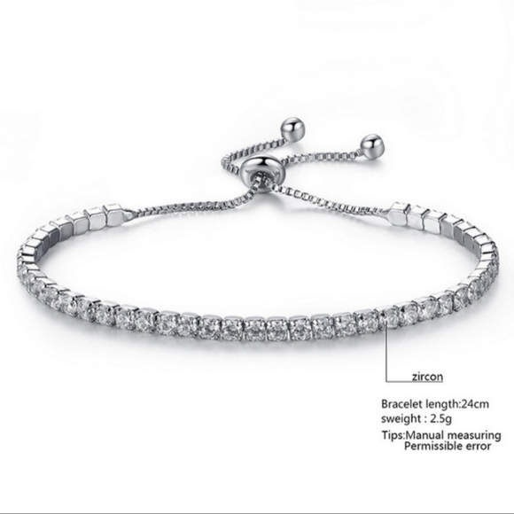 2 ~ 925 STERLING SILVER CZ BANGLES BRACELETS {CHAIN BRACELET} ๐ - Picture 2 of 15